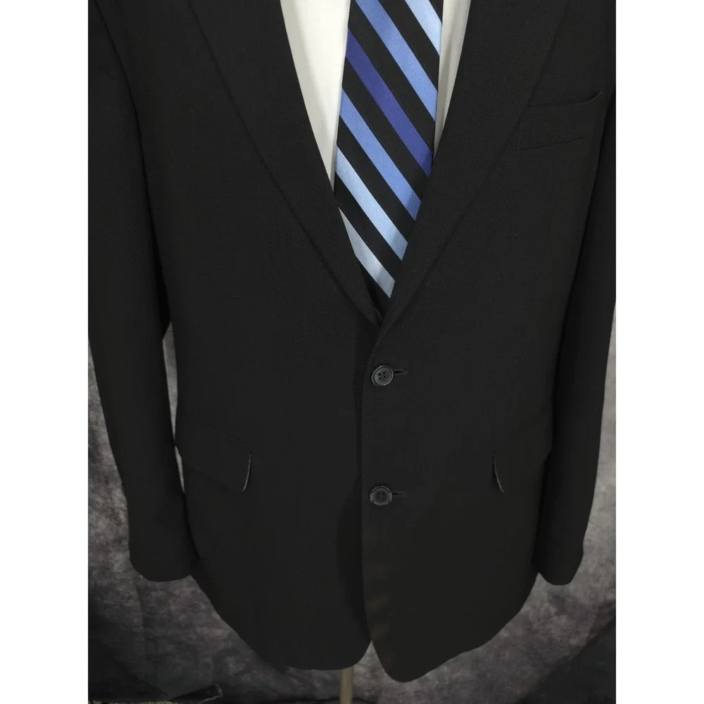 Stafford Blazer Jacket Men 44 L Black Sports Coat Business Wear 2 Buttons Vented